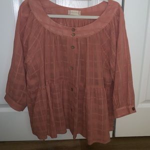 Pink button-down blouse
